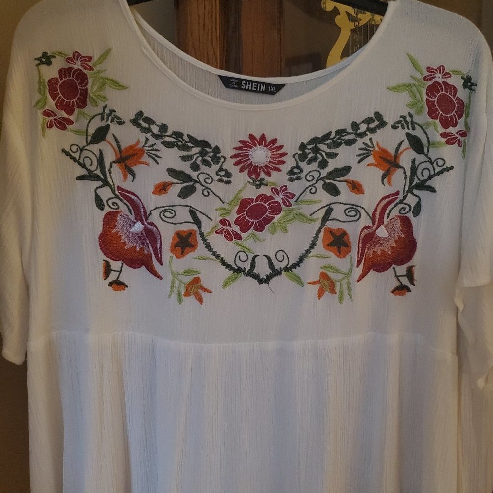 SHEIN  Women's Short-Sleeved Floral Pattern Tunic - Picture 5 of 11